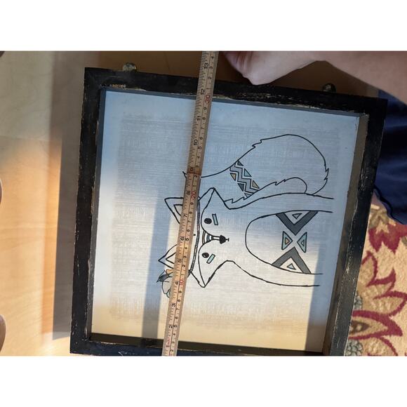 Boho Fox Wall Art - Framed Print with Feather Hat, 12.5" x 12.5" - Picture 6 of 7